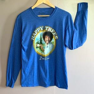 BOB ROSS WOMENS BLUE LONG SLEEVE CREW NECK MEDIUM